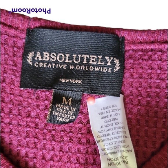 ABSOLUTELY CREATIVE WW WAFFLEKNIT COLD SHOULDER TOP - M - Picture 8 of 11